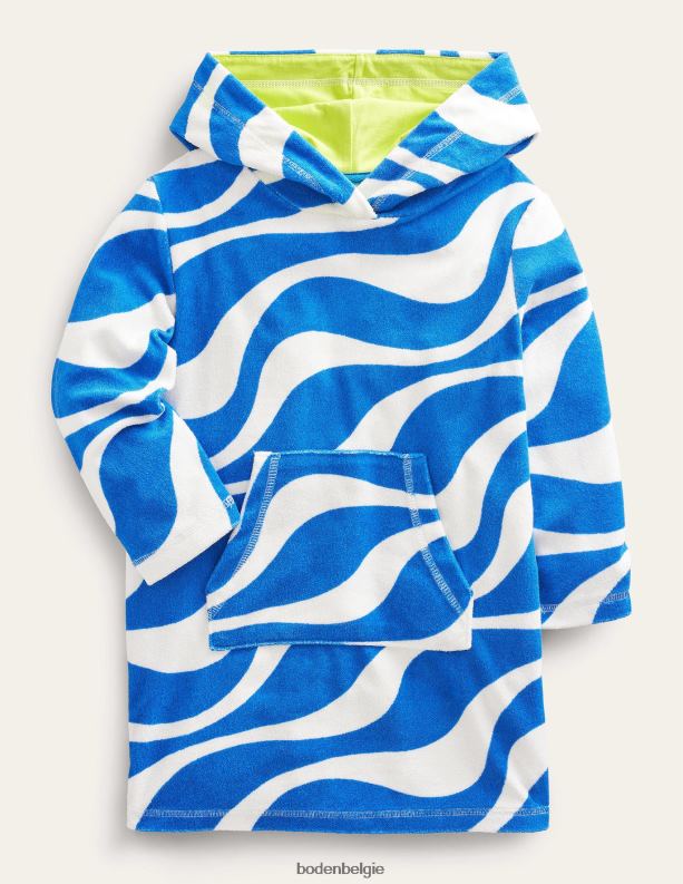 Patroon badstof strandjurk Boden X8VRNV471 kleding Baby cabana blauwe golven