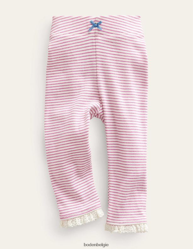 geribbelde kanten legging Boden X8VRNV3352 kleding Baby ivoor/roze