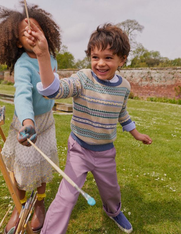 Fair Isle gestreepte trui met ronde hals Boden X8VRNV535 kleding Baby zachte multistreep