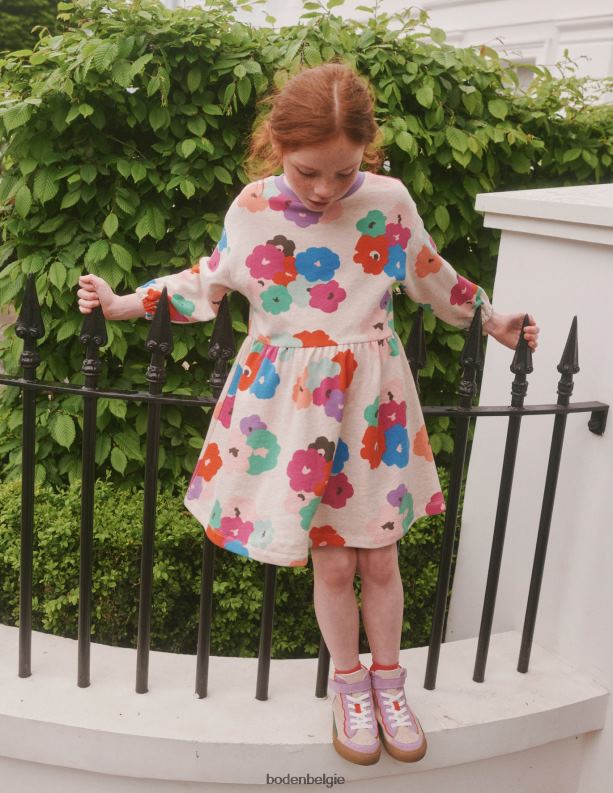 Relaxte sweatjurk met print Boden X8VRNV361 kleding Baby veel abstracte bloemen