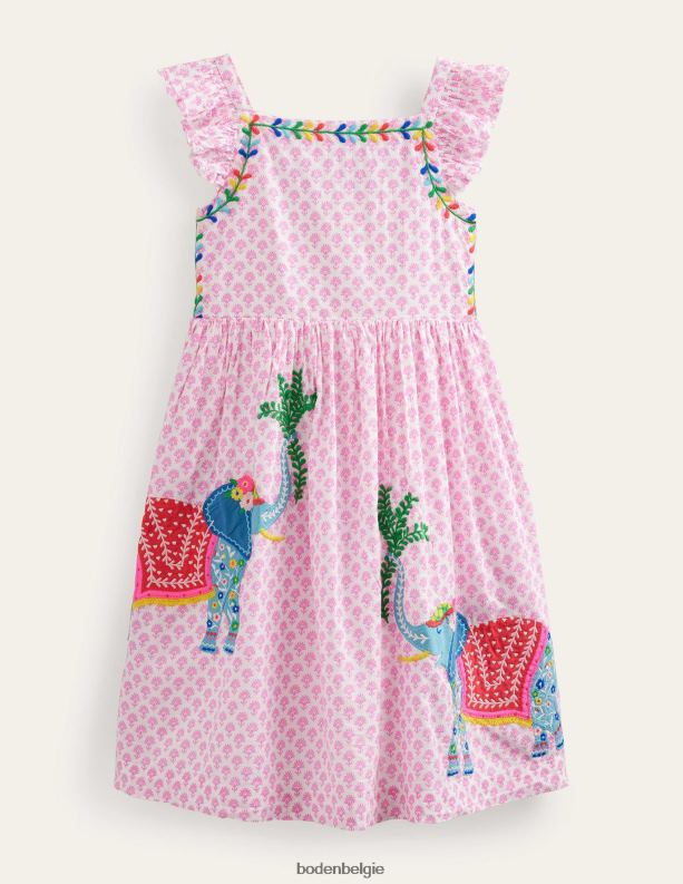 appliqué geweven jurk Boden X8VRNV367 kleding Baby pruimenbloesem houtblok