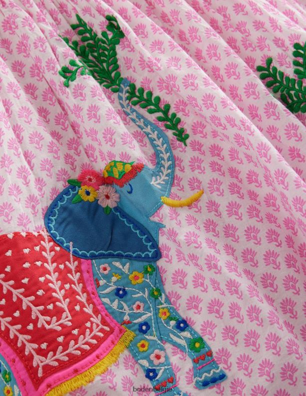 appliqué geweven jurk Boden X8VRNV367 kleding Baby pruimenbloesem houtblok