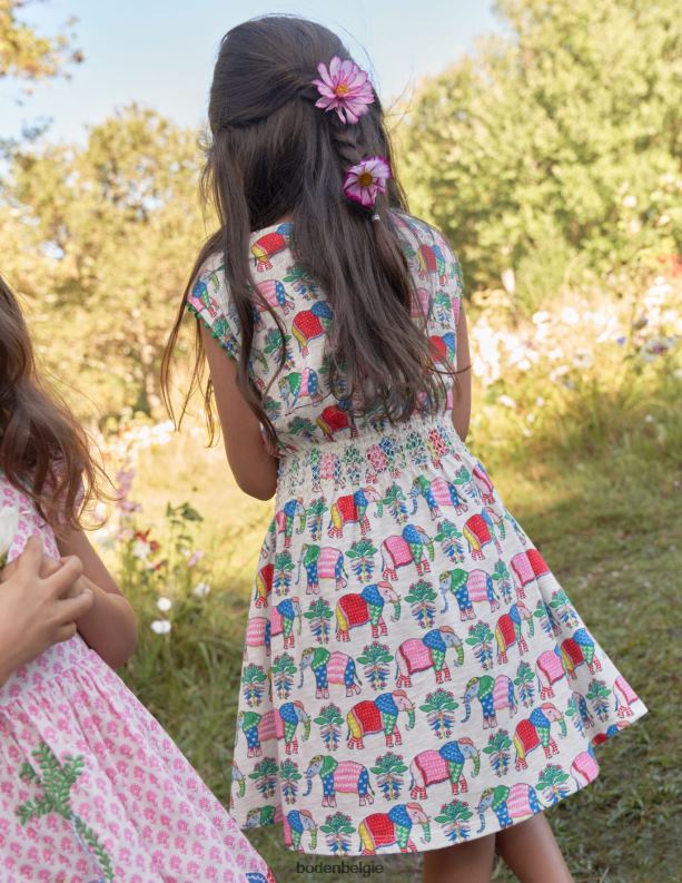 bedrukte vakantiejurk Boden X8VRNV366 kleding Baby vanillestokje olifant houtblok