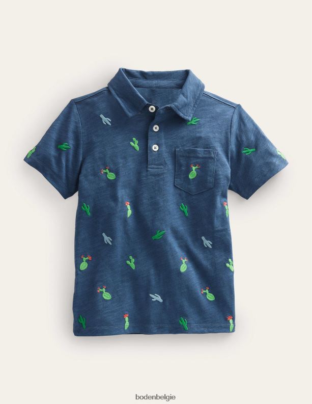 geborduurd slubbed poloshirt Boden X8VRNV3325 kleding Baby robotblauwe cactus
