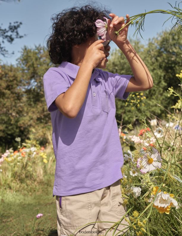 poloshirt van slubbed jersey Boden X8VRNV3314 kleding Baby mistige lavendel