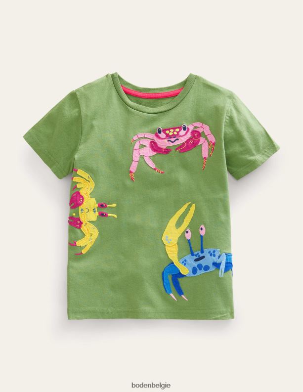T-shirt met appliquétextuur Boden X8VRNV3377 kleding Baby safari groene krabben