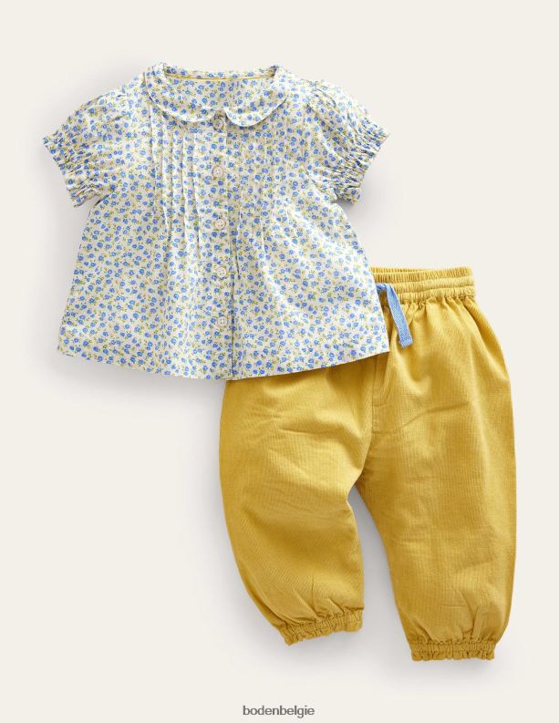 nostalgisch geweven speeltoestel Boden X8VRNV3346 kleding Baby vistablauwe bloemen