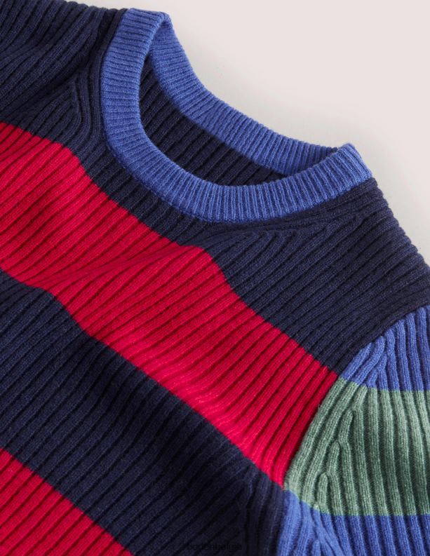 geribde ronde hals Boden X8VRNV3596 kleding Heren streep kleurenblok