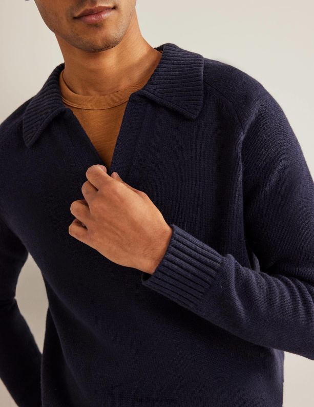 trui met open kraag Boden X8VRNV3536 kleding Heren marine