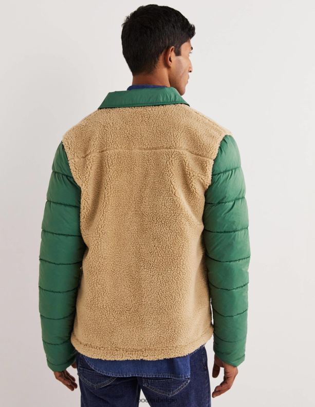 Jas met sherpaknopen Boden X8VRNV3581 kleding Heren jagergroen/ecru