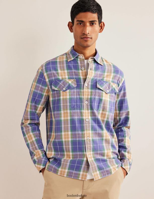 casual katoenen geruit overhemd Boden X8VRNV3535 kleding Heren corsicaanse blauwe ruit