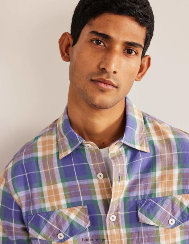 casual katoenen geruit overhemd Boden X8VRNV3535 kleding Heren corsicaanse blauwe ruit