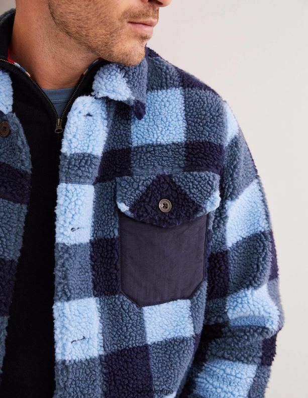 sherpa-overshirt Boden X8VRNV3592 kleding Heren blauwe ruit