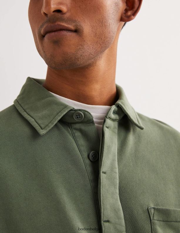 Sweatshirt met knoophals Boden X8VRNV3622 kleding Heren alligatorgroen