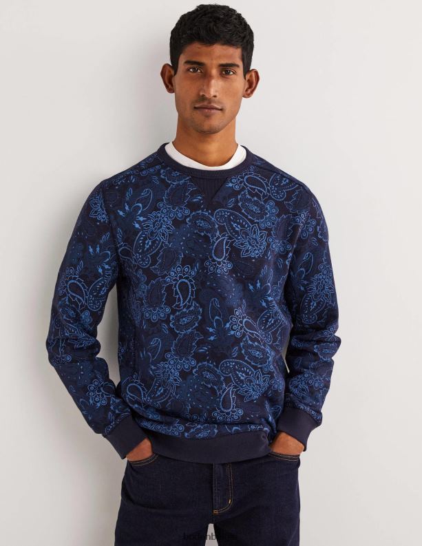 bedrukt sweatshirt Boden X8VRNV3574 kleding Heren blauw paisley