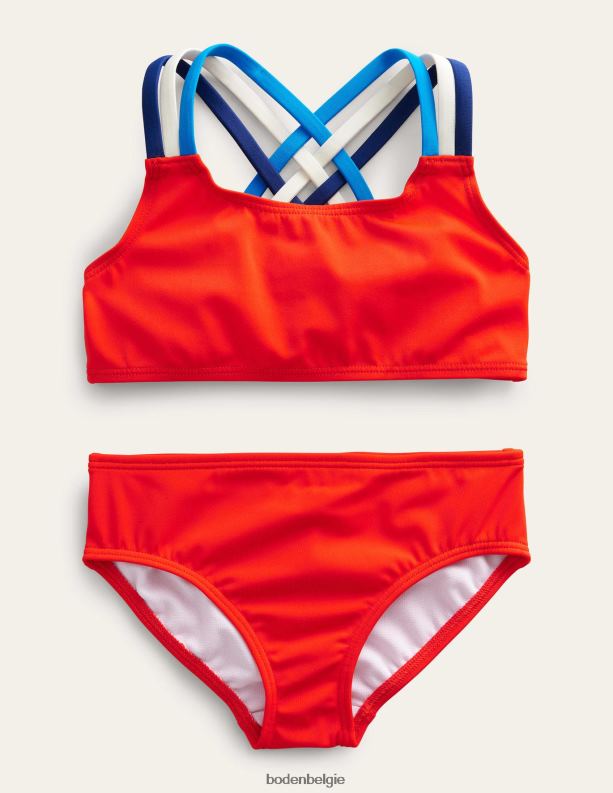 regenboog bikini met gekruiste rug Boden X8VRNV3267 kleding meisjes vuur
