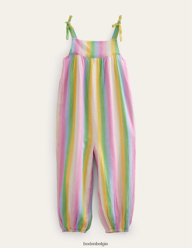 geweven jumpsuit met bandjes Boden X8VRNV2778 kleding meisjes regenbooggradiëntstreep