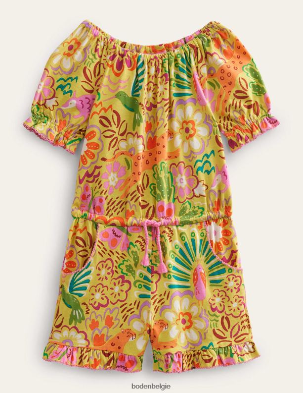 jersey speelpakje Boden X8VRNV2753 kleding meisjes kruisbes gele bloemen