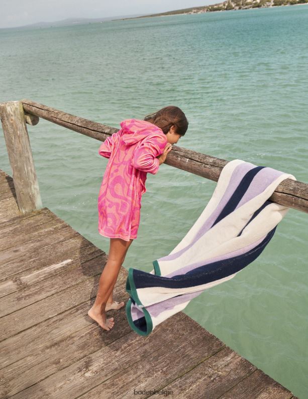 Patroon badstof strandjurk Boden X8VRNV3178 kleding meisjes perzik punch roze