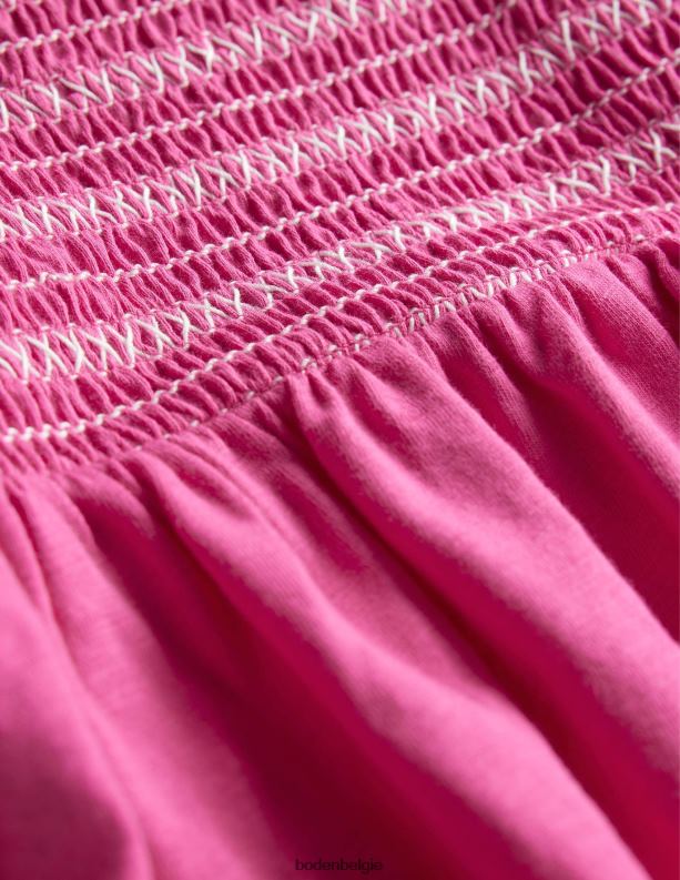 gesmokte vakantiejurk Boden X8VRNV2849 kleding meisjes roze gekieteld