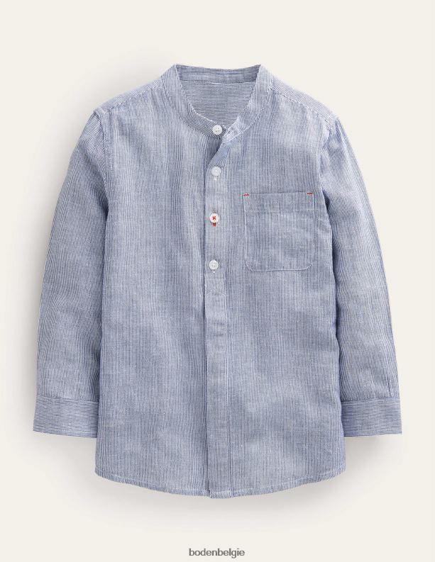 Opa-overhemd met patroon Boden X8VRNV3254 kleding meisjes blauw tikken