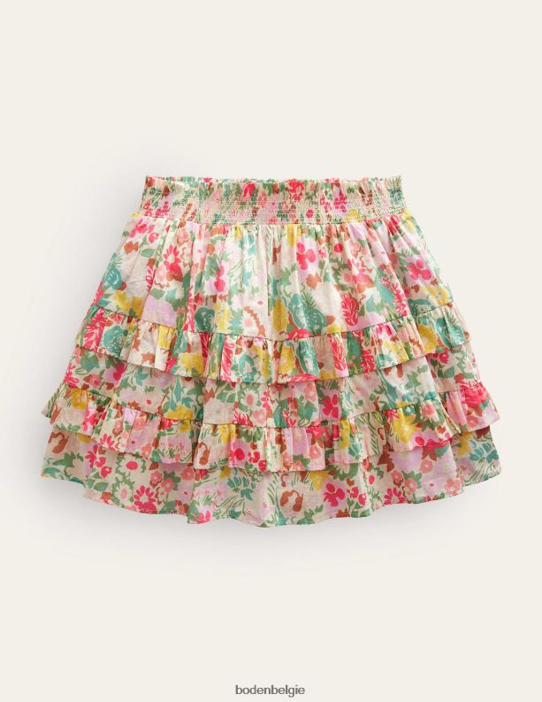 Minirok met ruches Boden X8VRNV2645 kleding meisjes multi schilderachtig bloemig