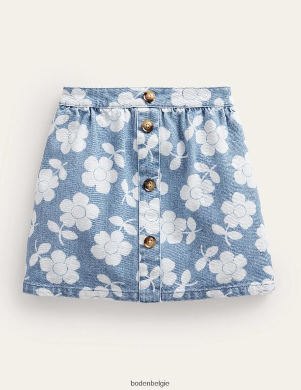 denim rok met knoopsluiting Boden X8VRNV2769 kleding meisjes denim bloem