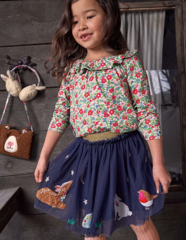 rok van appliqué tule Boden X8VRNV3156 kleding meisjes stuurboord blauwe dieren