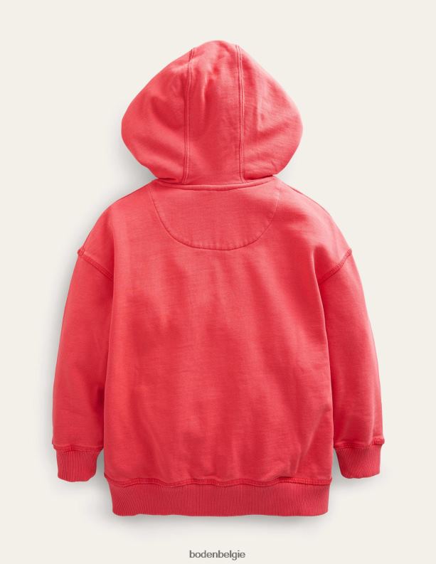 Kledingstof-dye hoodie met ritssluiting Boden X8VRNV2907 kleding meisjes gewassen jam rood