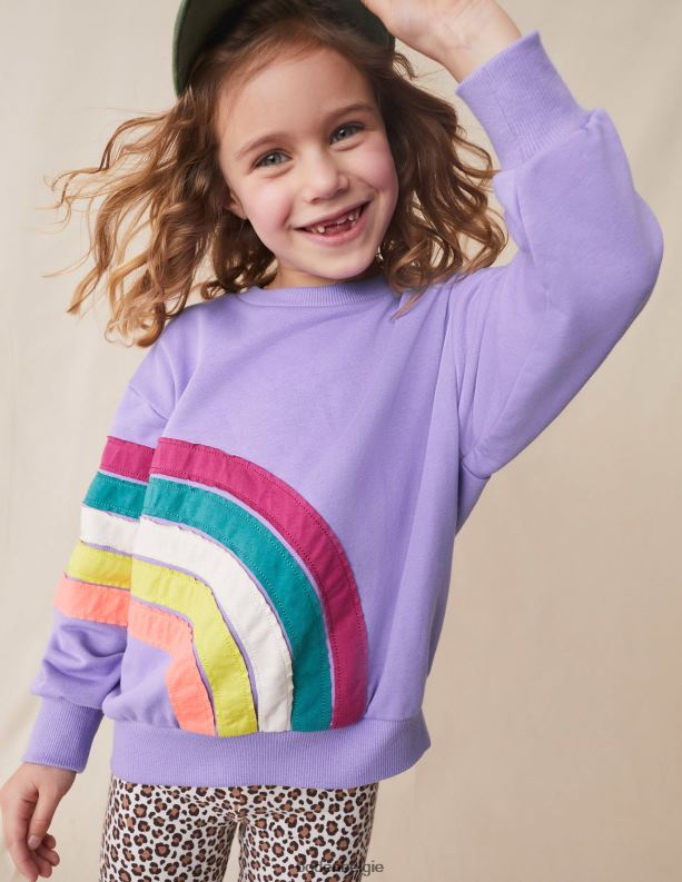 Sweatshirt met regenboogapplicatie Boden X8VRNV3269 kleding meisjes lavendel