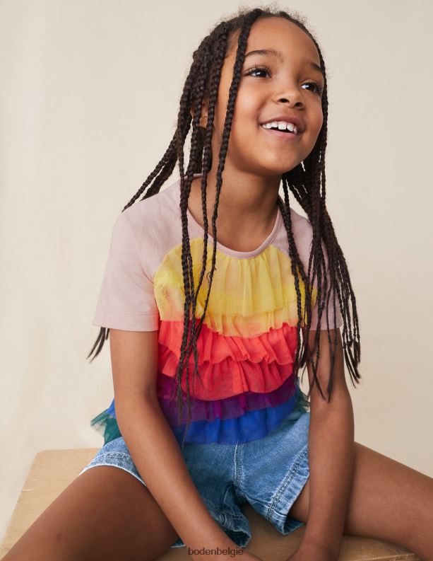 Topje van tule met ruches Boden X8VRNV2914 kleding meisjes multi