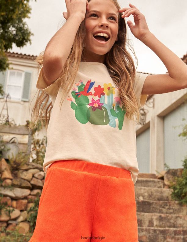 bedrukt grafisch t-shirt Boden X8VRNV3185 kleding meisjes Dorset crèmekleurige vogels