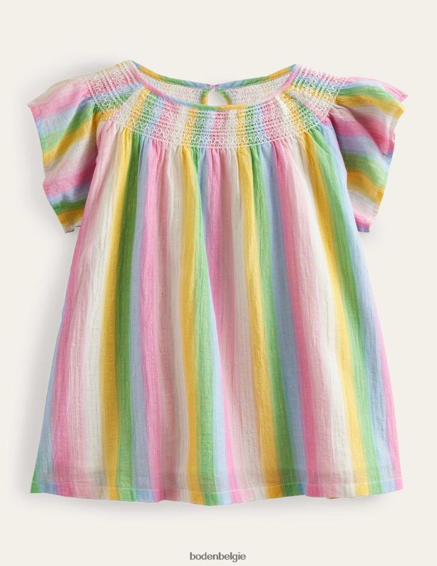 geweven gesmokte top Boden X8VRNV2921 kleding meisjes regenbooggradiëntstreep