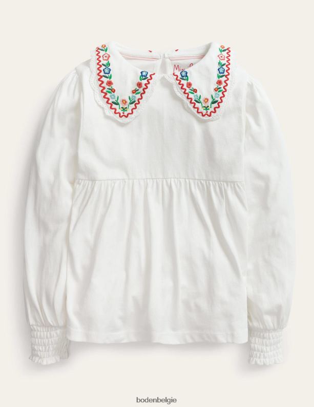 jersey top met kraag Boden X8VRNV3276 kleding meisjes ivoor