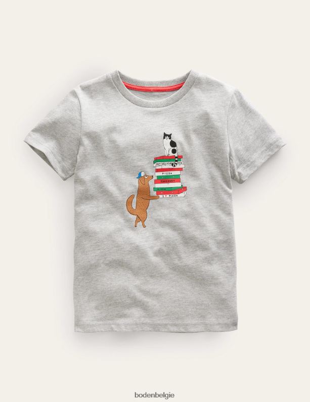 nieuwigheid t-shirt Boden X8VRNV3211 kleding meisjes grijs gemêleerde hond