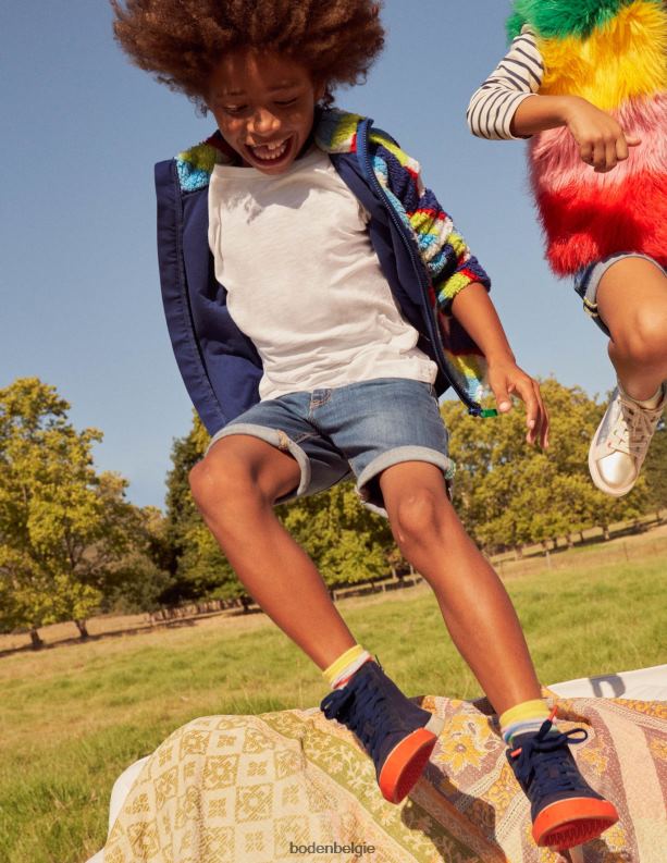 contrasterende canvas hoge toppen Boden X8VRNV831 schoenen meisjes marineblauw