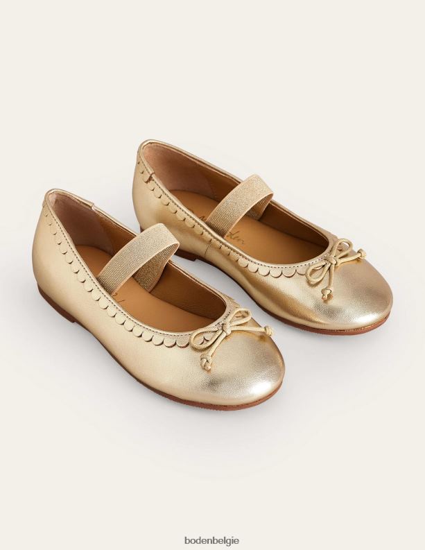 leren ballet plat Boden X8VRNV814 schoenen meisjes goud metaalachtig
