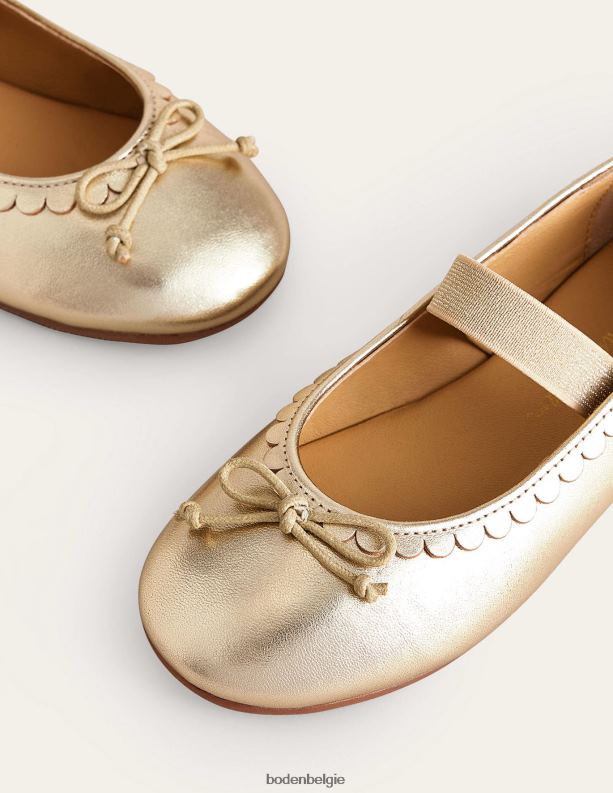leren ballet plat Boden X8VRNV814 schoenen meisjes goud metaalachtig