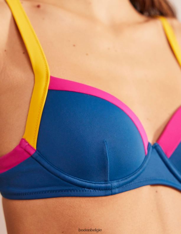 Cup-size bikinitop met panelen Boden X8VRNV1619 kleding vrouwen blauw en geel kleurblok