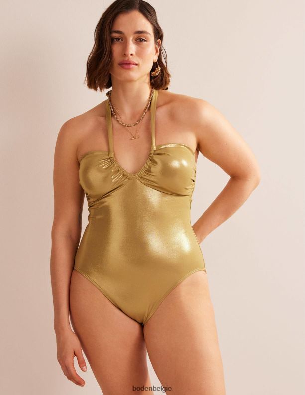 Halternek badpak met ruches Boden X8VRNV1124 kleding vrouwen goud lam