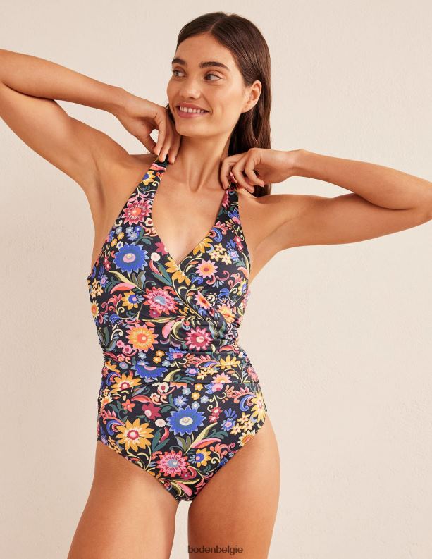 Levanzo halterbadpak met ruches Boden X8VRNV1114 kleding vrouwen zwart & gardeniapop