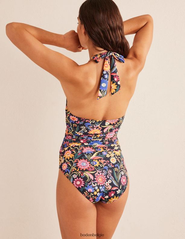 Levanzo halterbadpak met ruches Boden X8VRNV1114 kleding vrouwen zwart & gardeniapop