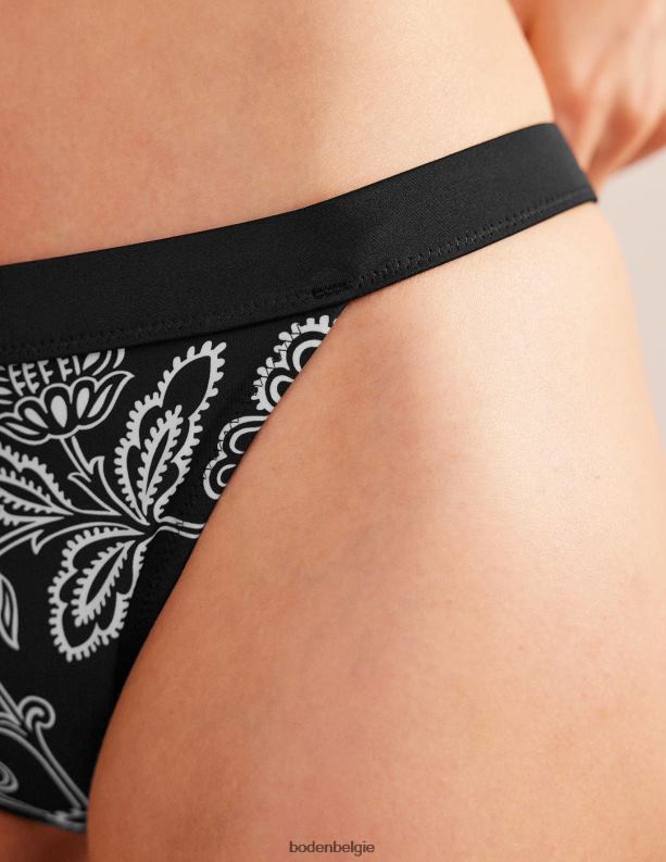 tanga bikinibroekje Boden X8VRNV264 kleding vrouwen zwart-witte bloemen