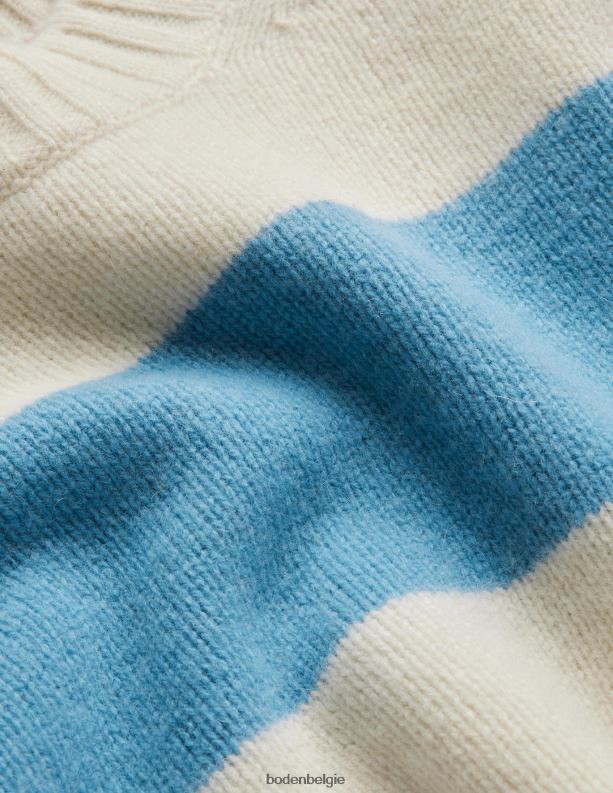 Cropped trui van geborstelde wol Boden X8VRNV1809 kleding vrouwen lijnzaad & ivoorkleurige streep