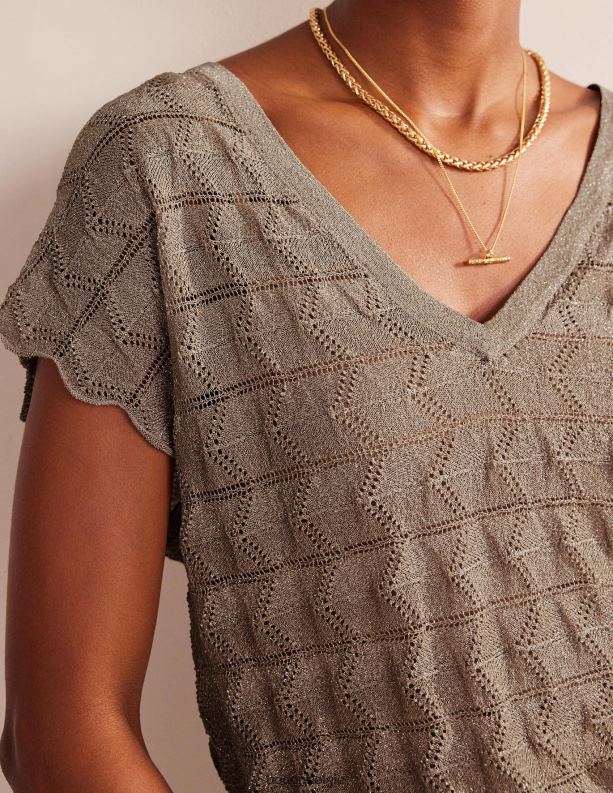 Gebreid strandtopje met V-hals Boden X8VRNV615 kleding vrouwen metalen steen