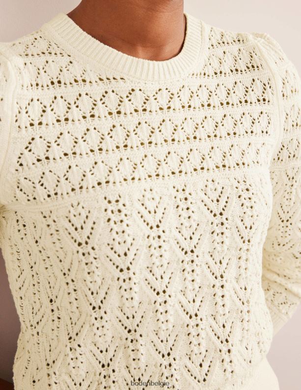 Pointelle katoenen trui Boden X8VRNV2131 kleding vrouwen warm ivoor
