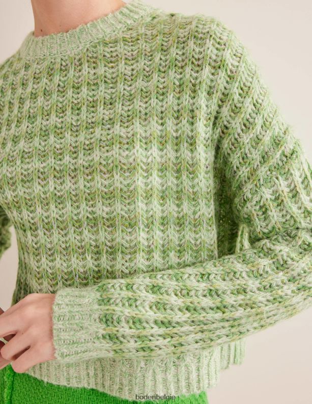 Wijde geribde pluizige trui Boden X8VRNV2072 kleding vrouwen groene mergel