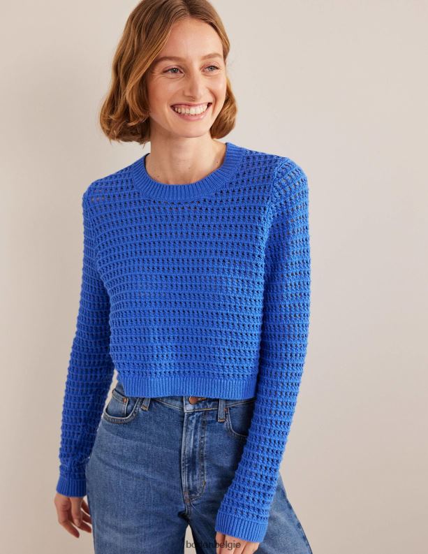 cropped gehaakte trui Boden X8VRNV1515 kleding vrouwen nevel blauw