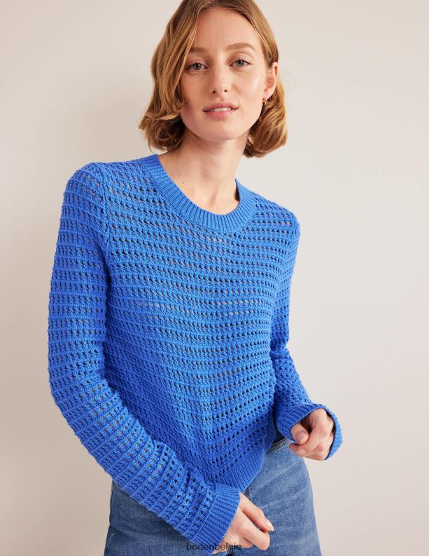 cropped gehaakte trui Boden X8VRNV1515 kleding vrouwen nevel blauw