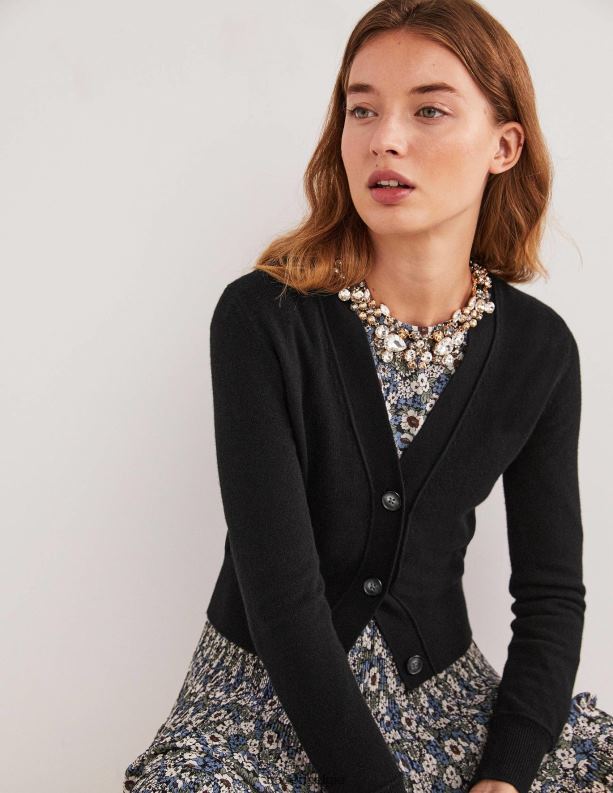 cropped kasjmier v-vest Boden X8VRNV2466 kleding vrouwen zwart